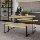 Mesa de Jantar com 2 Bancos Estilo Industrial