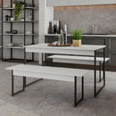 Mesa de Jantar com 2 Bancos Estilo Industrial