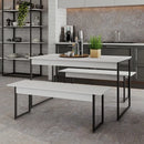 Mesa de Jantar com 2 Bancos Estilo Industrial