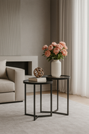 Conjunto de Mesa Lateral Aço Com Espelho Estilo Industrial