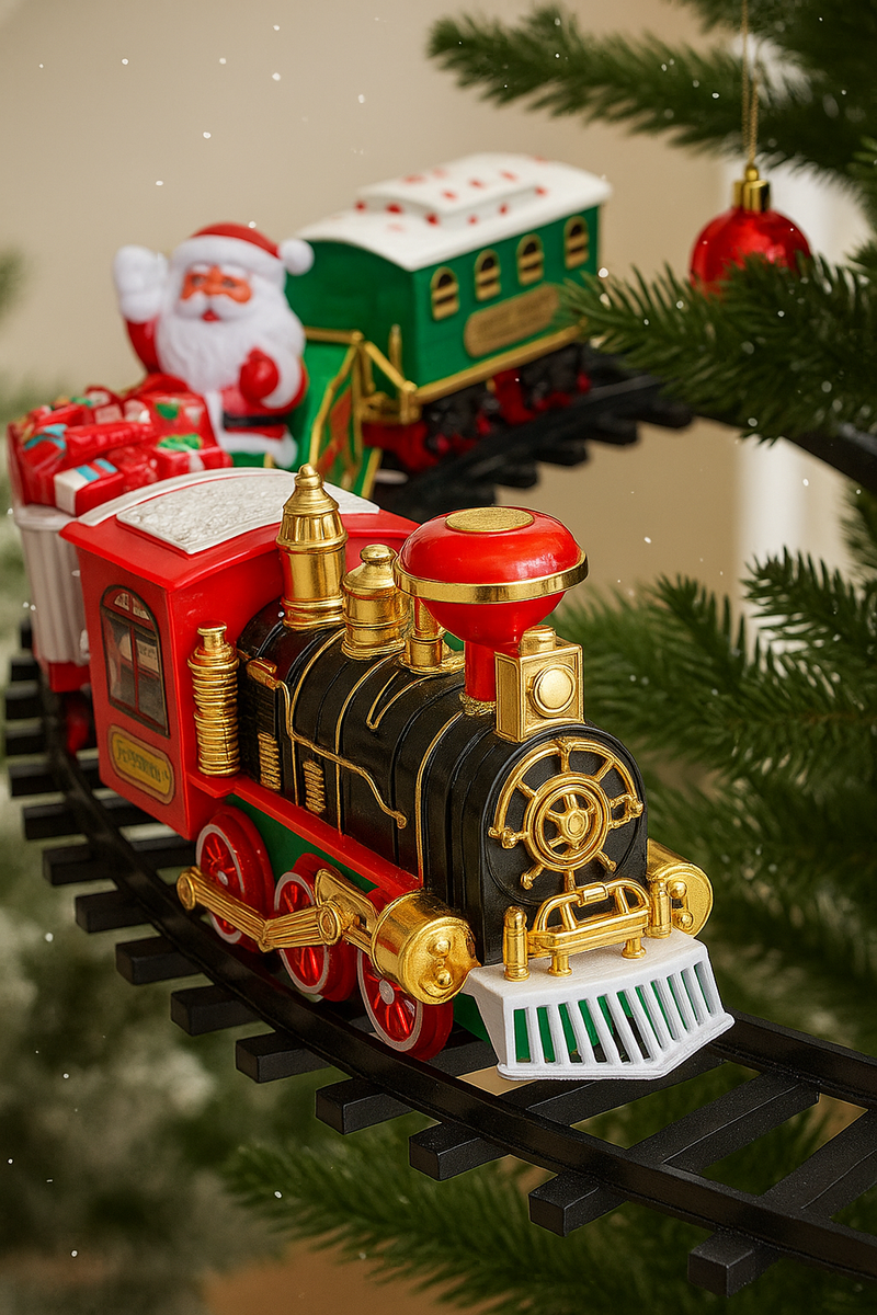 Trem Natalino Encantado, Som Real, Luzes Coloridas e Fumaça Mágica - LarViva