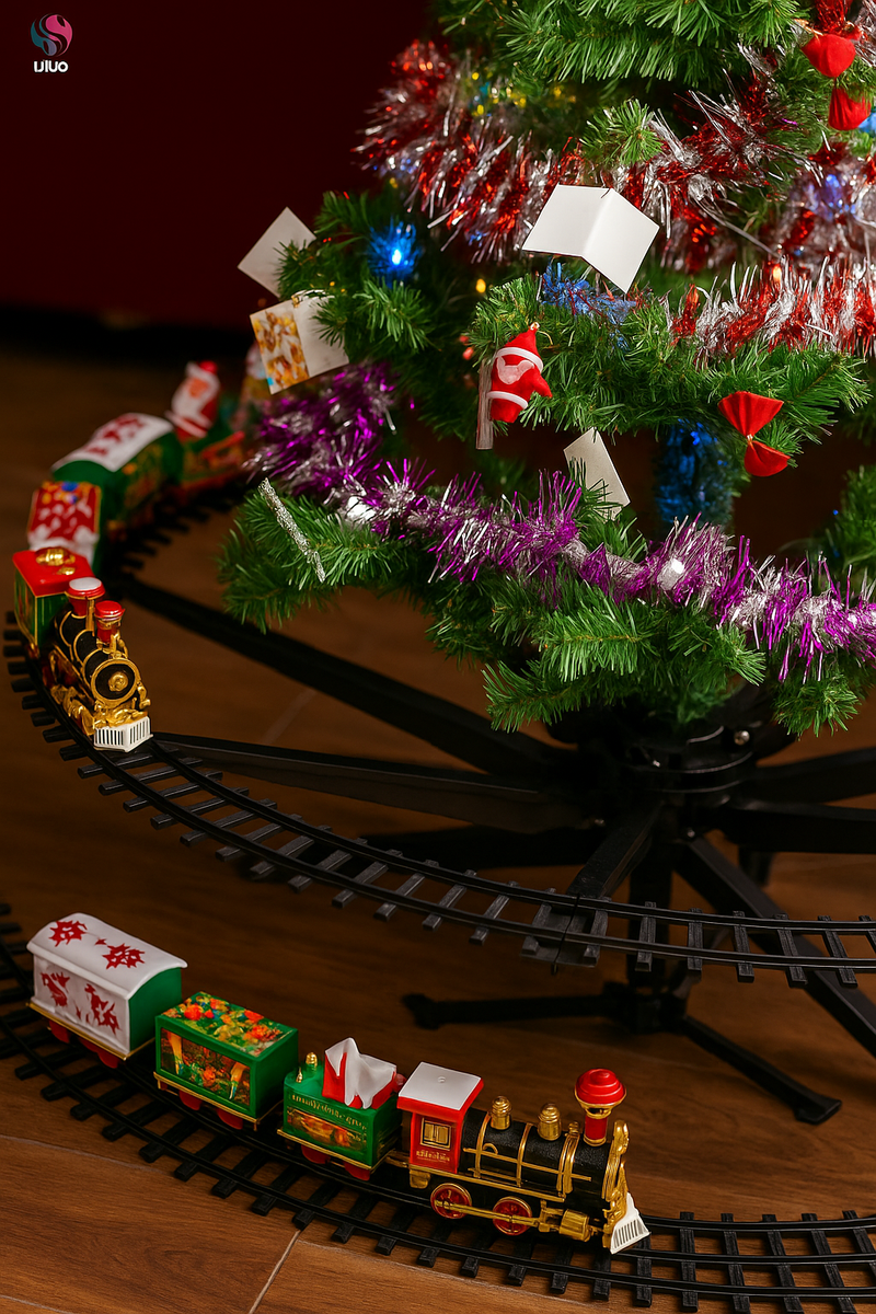 Trem Natalino Encantado, Som Real, Luzes Coloridas e Fumaça Mágica - LarViva