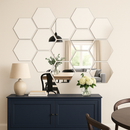 Kit Espelho Decorativo Hexagonal 10 Peças Acrílico 12x10cm